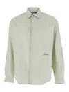 Jacquemus Simon Green Shirt With Logo Lettering On The Front In Cotton Man In White