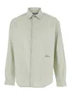 Jacquemus Simon Green Shirt With Logo Lettering On The Front In Cotton Man In Neutral
