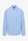 Jacquemus La Chemise Simon Logo Striped Shirt In Blue