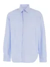 Jacquemus Simon Light Blue Shirt With Logo Lettering On The Front In Cotton Man In Blue