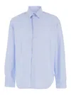 Jacquemus Simon Light Blue Shirt With Logo Lettering On The Front In Cotton Man In Purple