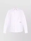 Jacquemus Men Shirt With Embroidered Logo And Herringbone Pattern In White
