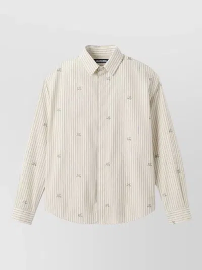 Jacquemus Simon Long Sleeves Striped Collar Shirt In Neutral