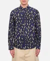 Jacquemus 'la Chemise Jean' Blue Shirt With Spread Collar And All-over Logo Motif In Blue