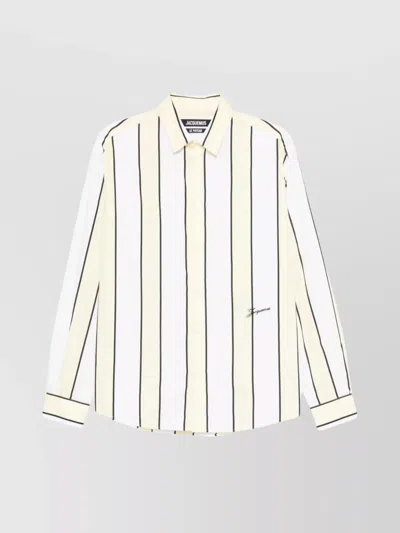 Jacquemus Simon Shirt Buttoned Cuffs Striped Pattern In White