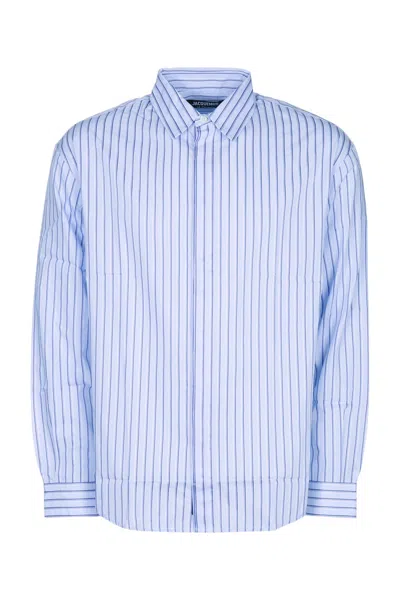 Jacquemus Simon Shirt With Dog-print Blue Stripe Detail
