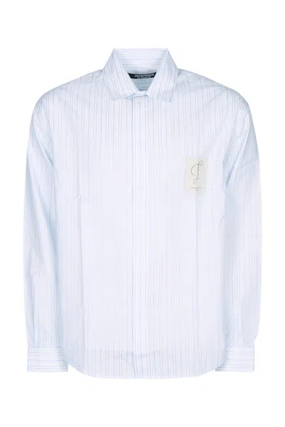 Jacquemus Simon Shirt With Logo Stripe Detailing In White