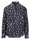 Jacquemus 'la Chemise Jean' Blue Shirt With Spread Collar And All-over Logo Motif