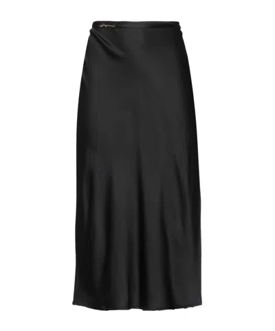 Jacquemus Simple Solid-color Satin Midi Skirt In Black