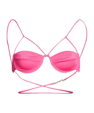 Jacquemus Simple Strapless Bikini Top In Pink