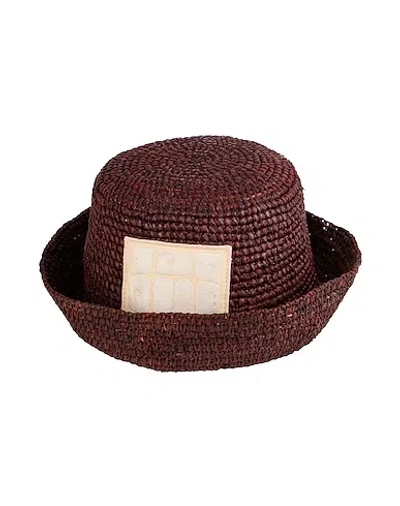 Jacquemus Simple Straw Sun Hat In Burgundy