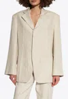 Jacquemus Single-breasted Linen Blazer In Cream