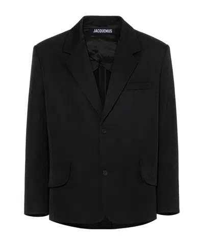 Jacquemus Single-breasted Wool Suit Jacket In Black