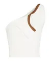Jacquemus Single-shoulder Two-color Knitted Top In White
