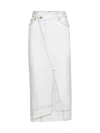 Jacquemus De-nimes Crosswaist Midi Denim Skirt In Off-white/tabac
