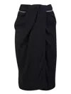 Jacquemus Wrap Effect Side Slit Midi Skirt In Black