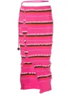 Jacquemus Striped Side Slit Midi Skirt In Pink