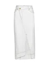 Jacquemus De-nimes Crosswaist Midi Denim Skirt In Off-white/tabac