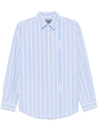 Jacquemus Simon Striped Shirt Buttoned Cuffs In Blue