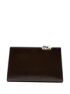 Jacquemus Sleek Rectangular Clutch With Metallic Clasp In Brown