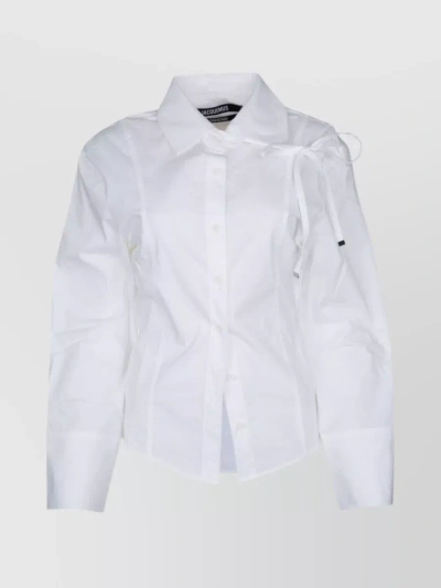 Jacquemus La Chemise Ruban Stretch Cotton Shirt In White