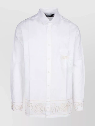 Jacquemus Sleeved Shirt With Embroidered Accents In White