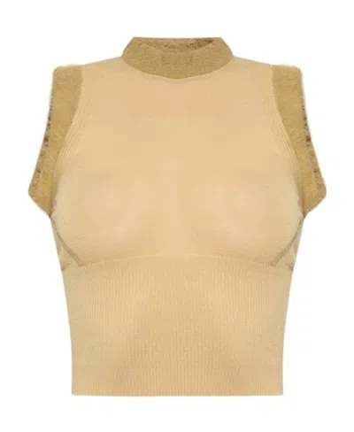 Jacquemus Sleeveless Contrasting-trim Top In Nude