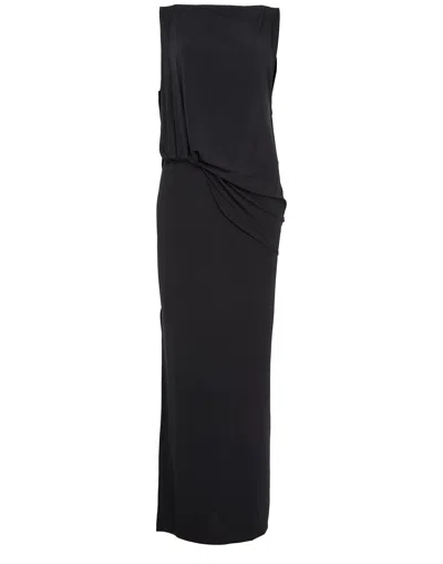 Jacquemus Peplo Draped Jersey Maxi Dress In Black