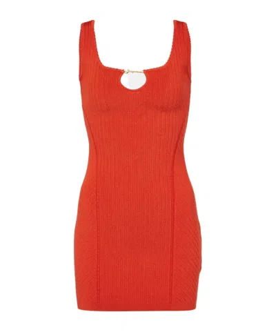Jacquemus La Mini Robe Sierra Ribbed-knit Minidress In Red