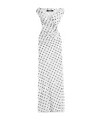Jacquemus Rita Draped Gathered Polka-dot Crepe De Chine Maxi Dress In White