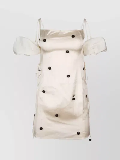 Jacquemus Sleeveless Polka Dot Dress In Cream