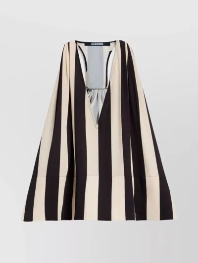JACQUEMUS SLEEVELESS STRIPED HALTERNECK TOP