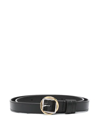 Jacquemus Slim Leather Smooth Salon Belt In Black