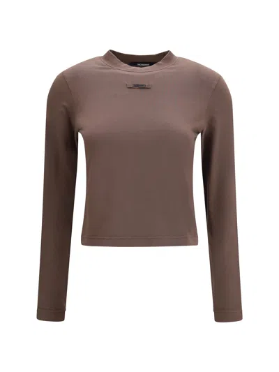 Jacquemus Slim-fit Cotton Long-sleeve T-shirt In Brown