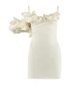 Jacquemus Duna Ruffled Grain De Poudre-trimmed Wool-blend Midi Dress In White