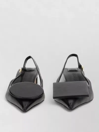 Jacquemus Slingback Sandals Block Heel Pointed Toe In Black