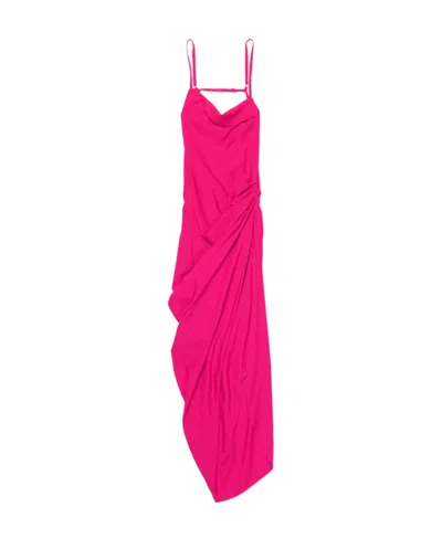 Jacquemus Slit-detail Ruched Dress In Pink