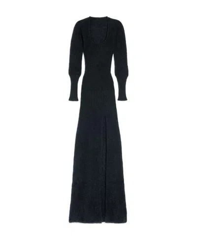Jacquemus Slit Knitted Dress In Black