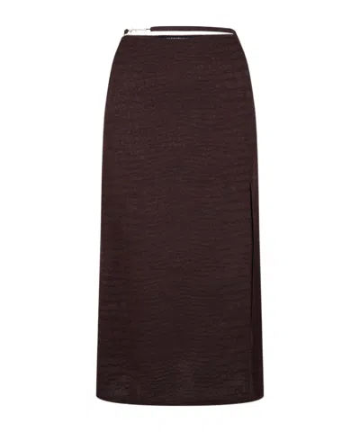 Jacquemus Slit Skirt In Burgundy