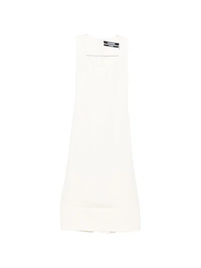 Jacquemus Sm La Robe Tablier Natural Long Dress In White