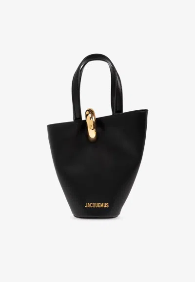 Jacquemus Small Bambola Leather Bucket Bag In Black