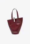 Jacquemus Small Bambola Leather Shoulder Bag In Burgundy