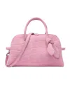 Jacquemus Le Petit Turismo Croc-embossed Suede Bowling Bag In Pink