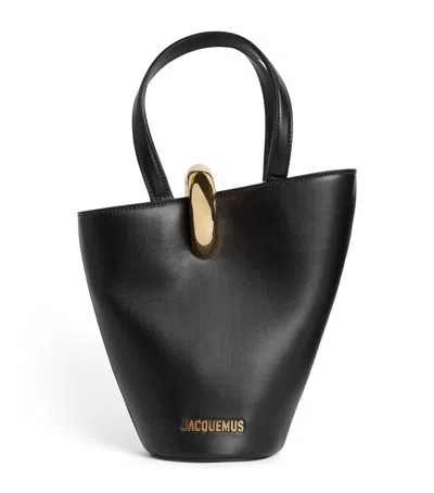 Jacquemus Small Leather Le Bambola Tote Bag In Black