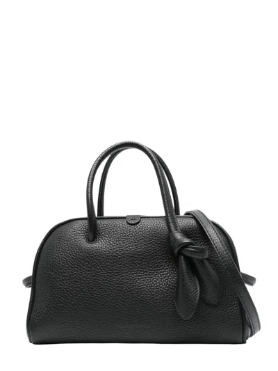 Jacquemus Small Leather Turismo Handbag With Knot Detail And Zip Closure In Black