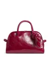 Jacquemus Le Petit Tourism In Shiny Vintage-finished Leather Bags In Burgundy