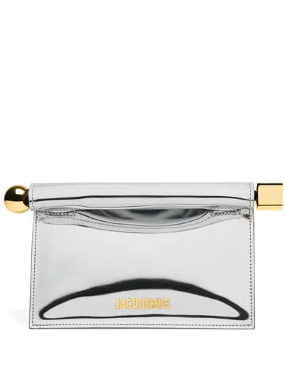 Jacquemus Small Rond Carré Clutch Bag In Silver
