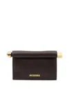 Jacquemus Rectangular Leather Clutch And Chain Strap In Black