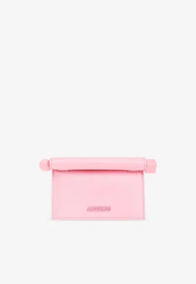 JACQUEMUS SMALL ROND CARRÉ LEATHER CLUTCH BAG