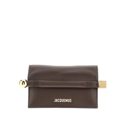 Jacquemus Small 'rond Carré' Nappa Leather Clutch In Brown